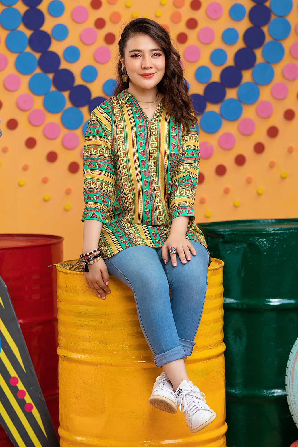 YELLOW-LAWN-KURTI (STK211P64)