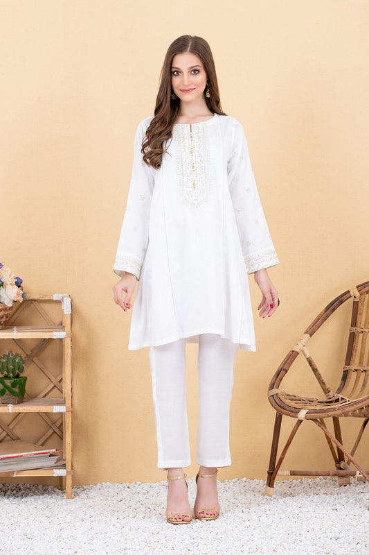 WHITE-DOBBY-KURTI (SWBN211P01)