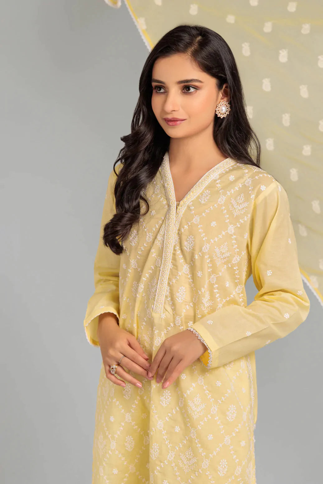 YELLOW-CAMBRIC CHIKANKARI-3 PIECE-SUIT (WSS223P97)