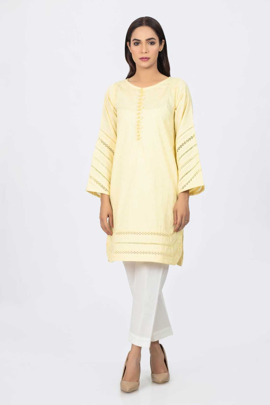 YELLOW-DOBBY-KURTI (MSK201P010)