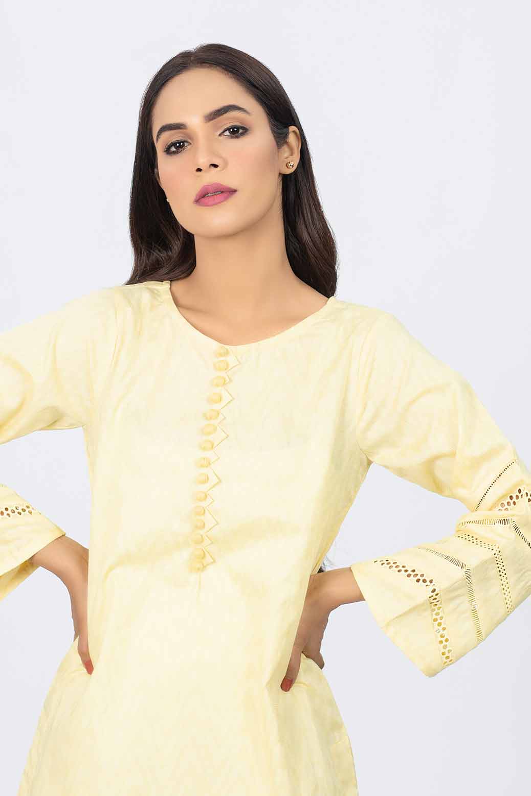 YELLOW-DOBBY-KURTI (MSK201P010)