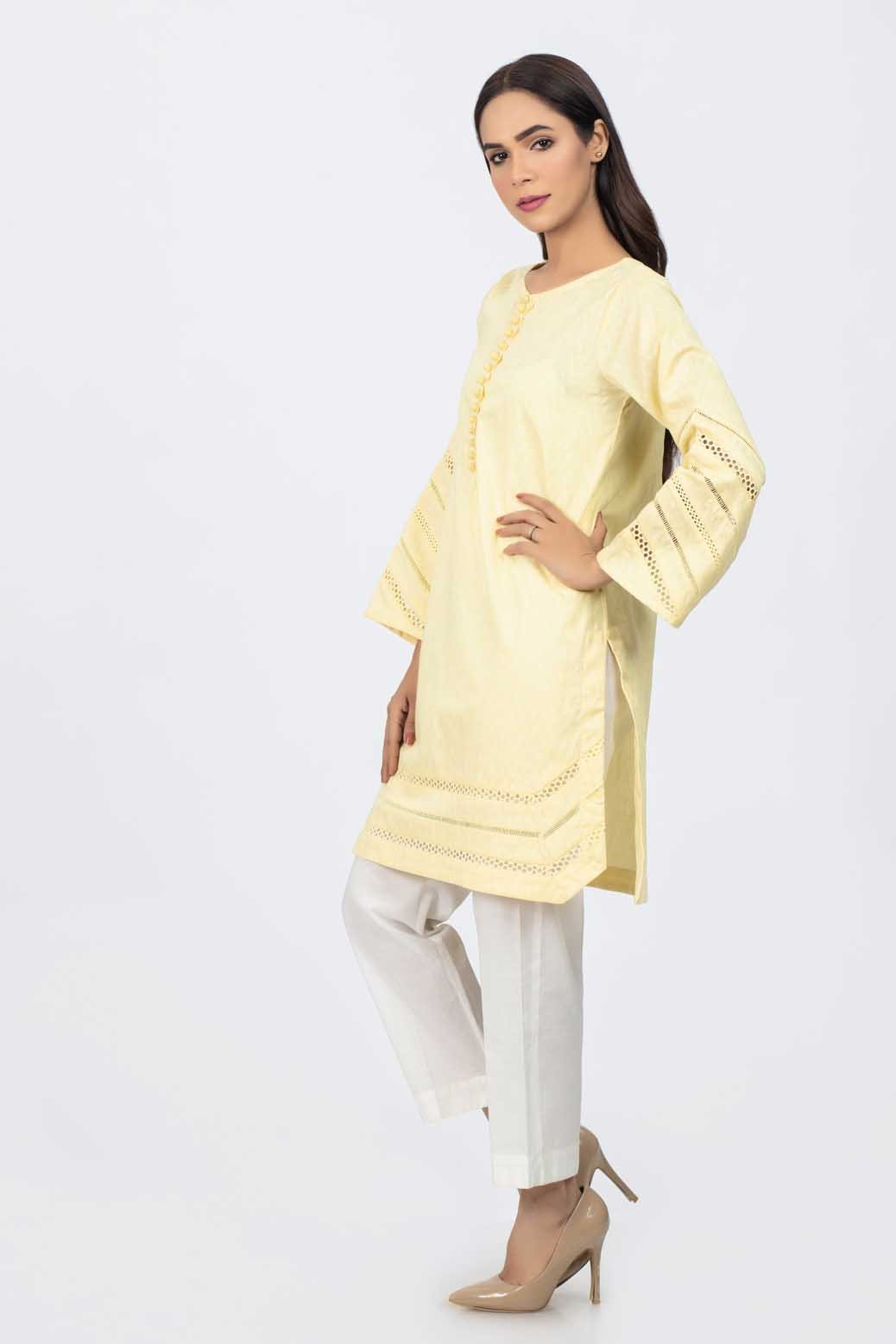 YELLOW-DOBBY-KURTI (MSK201P010)