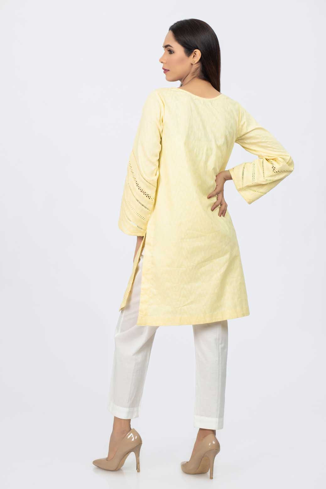 YELLOW-DOBBY-KURTI (MSK201P010)