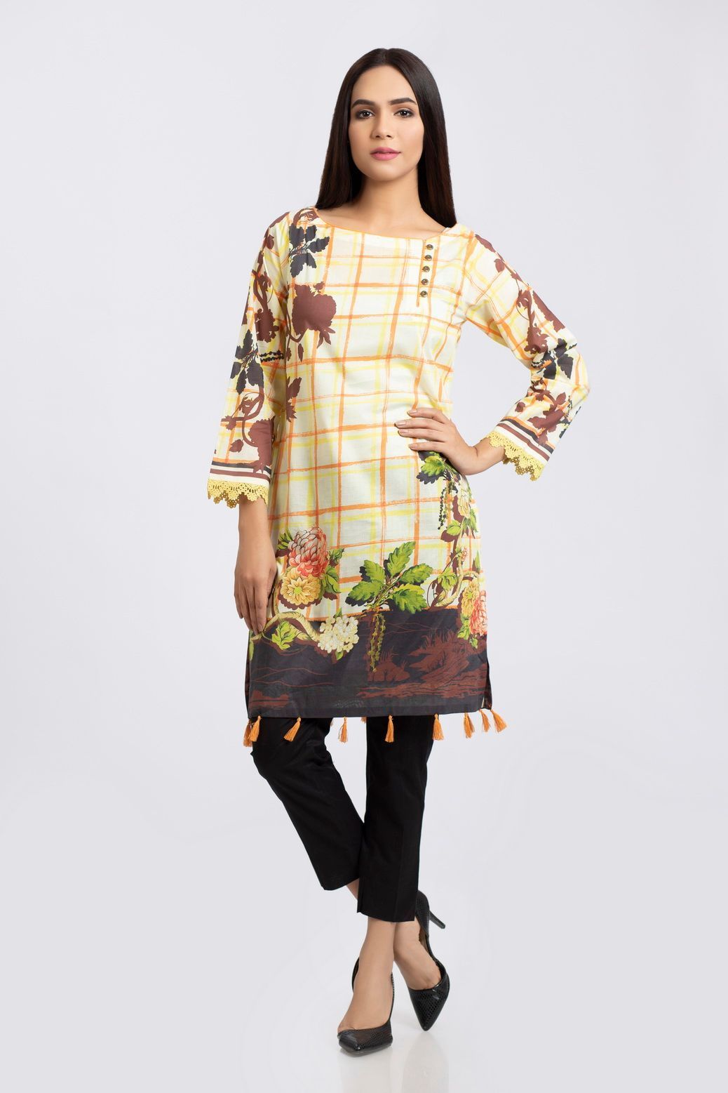 YELLOW-LAWN-KURTI (RSK201P007)