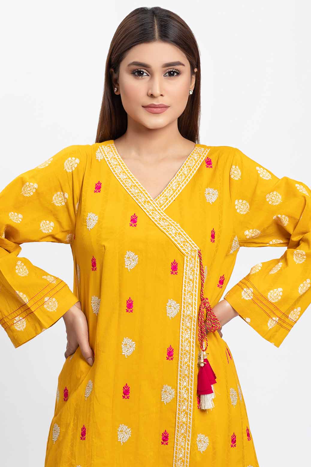 YELLOW-JACQUARD-KURTI (SSK201P003)