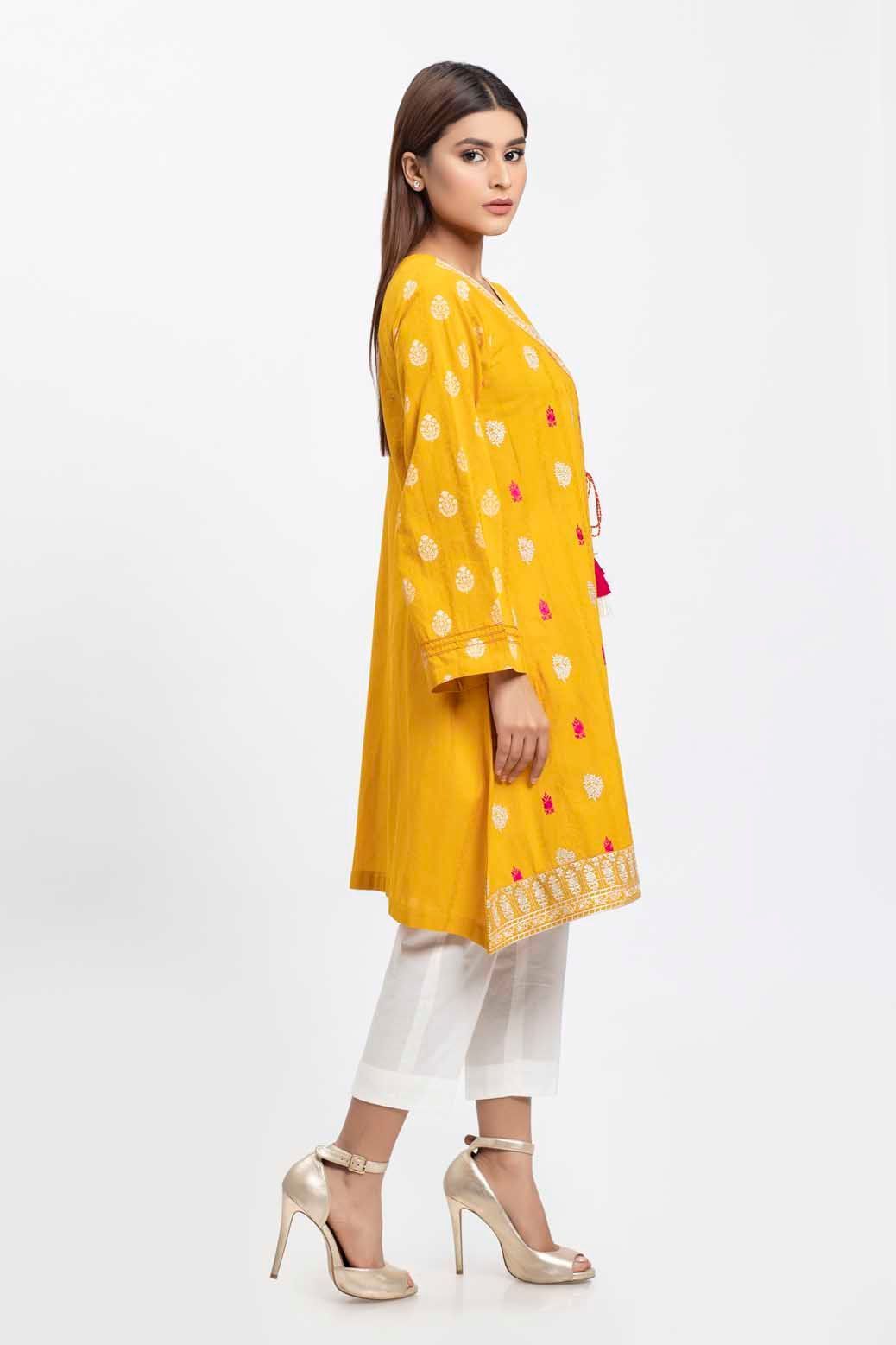 YELLOW-JACQUARD-KURTI (SSK201P003)