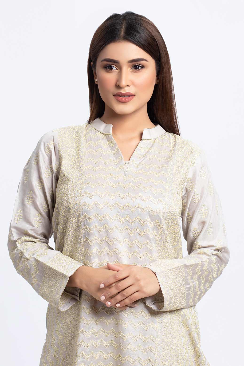 ASH+GRY-COTTON SILK-KURTI (SSK201P008)