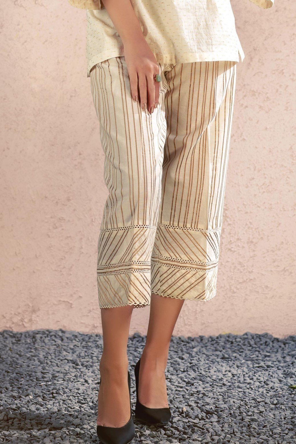 BEIGE JACQUARD UNSTITCHED TROUSER (USLT18-016B)