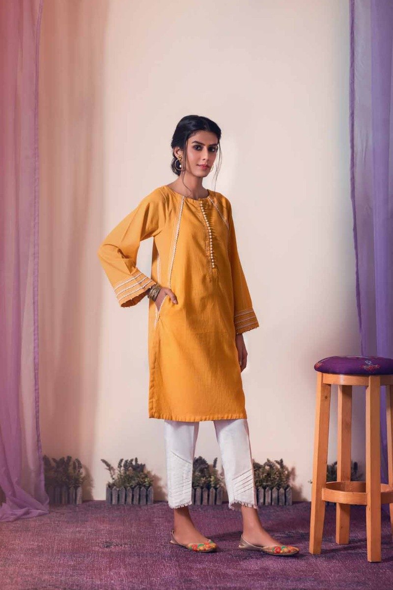 YELLOW-DOBBY-KURTI (WSSK91P003)